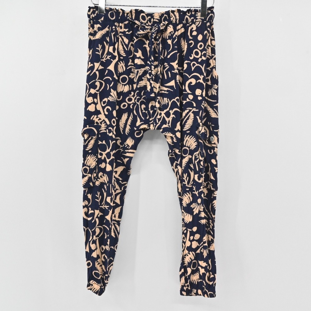 Anthropologie Hei Hei Womens Pants Size XS Floral Joggers Bohemian Navy Cream
